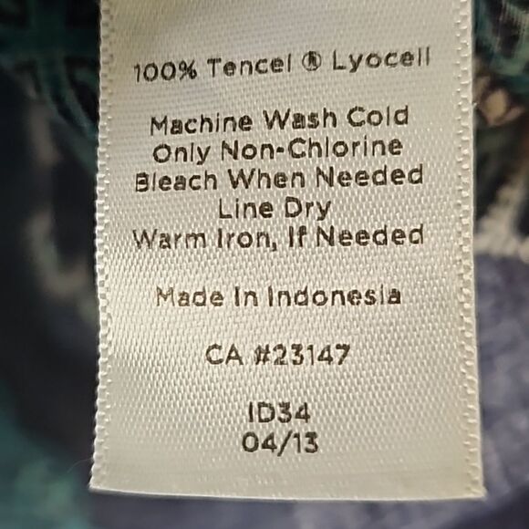 Talbots Diagonal Blue Striped Geometric Tencel Blouse Top Long Sleeve Shirt XL - Picture 8 of 8